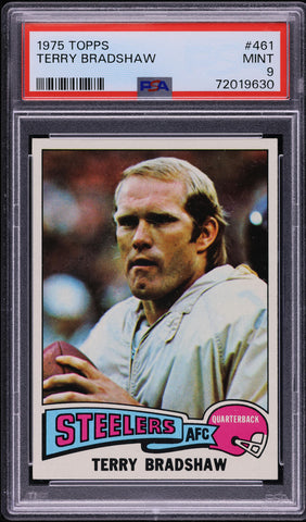 1975 Topps FB Card #461 Terry Bradshaw Pittsburgh Steelers HOF PSA 9 MINT (MGD2)