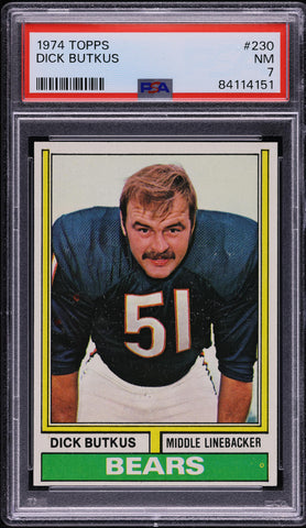 1974 Topps FB Card #230 Dick Butkus Chicago Bears HOF PSA 7 NRMT (MGD2)