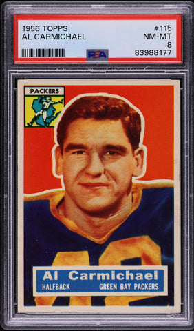 1956 Topps FB Card #115 Al Carmichael Green Bay Packers HOF PSA 8 NM-MT (MGD2)