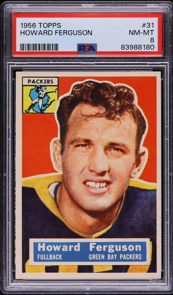 1956 Topps FB Card # 31 Howard Ferguson Green Bay Packers HOF PSA 8 NM-MT (MGD2)