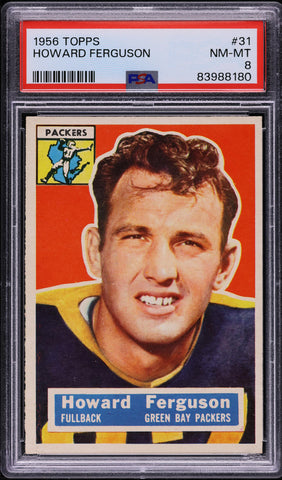 1956 Topps FB Card # 31 Howard Ferguson Green Bay Packers HOF PSA 8 NM-MT (MGD2)