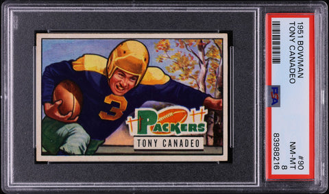 1951 Bowman FB Card # 90 Tony Canadeo Green Bay Packers HOF PSA 8 NM-MT (MGD2)