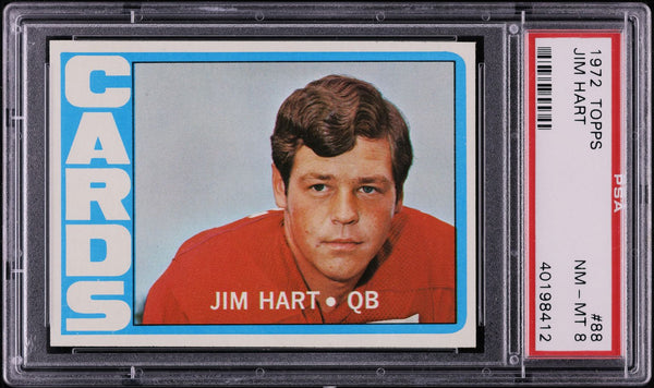 1972 Topps FB Card # 88 Jim Hart St. Louis Cardinals PSA 8 NM-MT (MGD2)