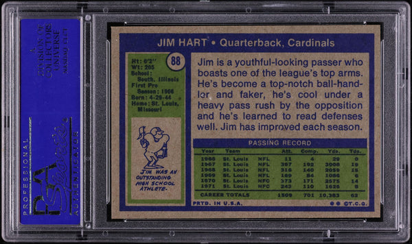 1972 Topps FB Card # 88 Jim Hart St. Louis Cardinals PSA 8 NM-MT (MGD2)