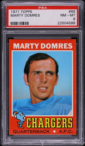 1971 Topps FB Card # 66 Marty Domres San Diego Chargers ROOKIE RC PSA 8 NM-MT (MGD2)