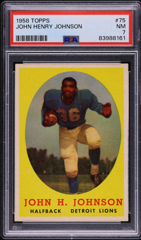 1958 Topps FB Card # 75 John Henry Johnson Detroit Lions HOF PSA 7 NRMT (MGD2)