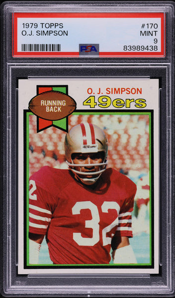 1979 Topps FB Card #170 O.J. Simpson San Francisco 49ers HOF PSA 9 MINT (MGD2)