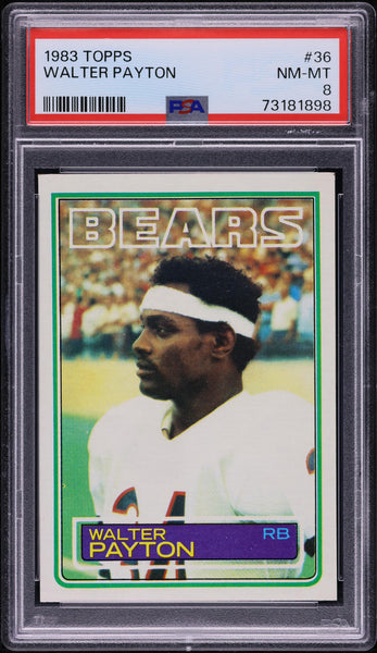 1983 Topps FB Card # 36 Walter Payton Chicago Bears HOF PSA 8 NM-MT (MGD2)