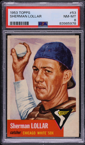 1953 Topps BB Card # 53 Sherman Lollar Chicago White Sox PSA 8 NM-MT (PWCC-A) (MGD2)