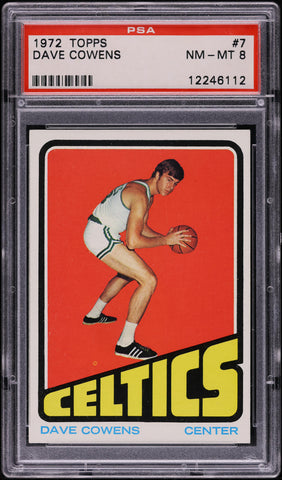 1972 Topps BkB Card # 7 Dave Cowens Boston Celtics HOF PSA 8 NM-MT (MGD2)