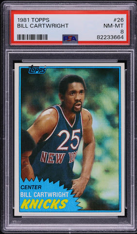 1981 Topps BkB Card # 26 Bill Cartwright New York Knicks PSA 8 NM-MT (MGD2)