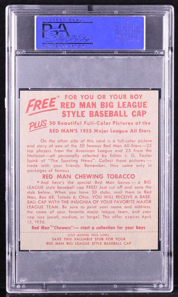 1955 Red Man Tobacco BB Card # 18 Al Schoendienst Cardinals HOF PSA 8 NM-MT (MGD2)