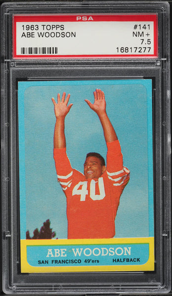 1963 Topps FB Card #141 Abe Woodson San Francisco 49ers PSA 7.5 NRMT+ (MGD2)