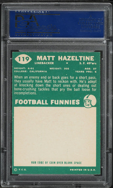 1960 Topps FB Card #119 Matt Hazeltine San Francisco 49ers HOF PSA 8 NM-MT (MGD2)