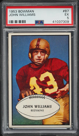 1953 Bowman FB Card # 87 John Williams Washington Redskins ROOKIE RC SP PSA 5 EX (MGD2)