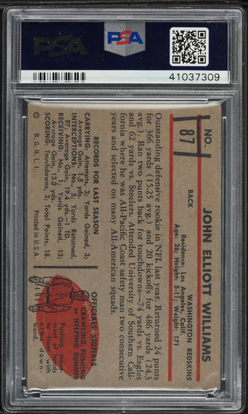 1953 Bowman FB Card # 87 John Williams Washington Redskins ROOKIE RC SP PSA 5 EX (MGD2)
