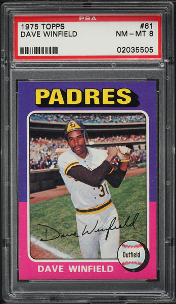 1975 Topps BB Card # 61 Dave Winfield San Diego Padres HOF PSA 8 NM-MT (MGD2)
