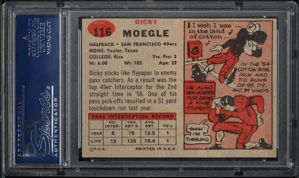 1957 Topps FB Card #116 Dick Moegle San Francisco 49ers HOF SP PSA 7 NRMT (MGD2)