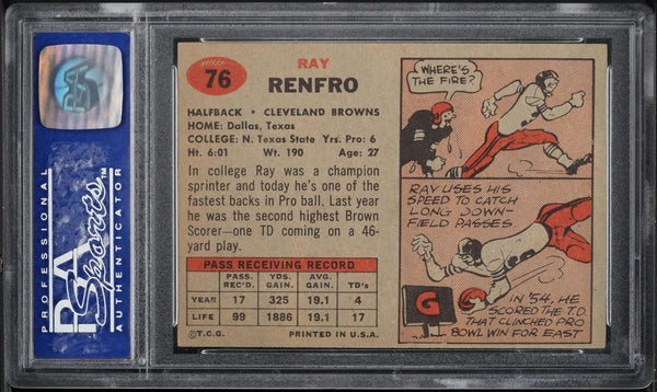 1957 Topps FB Card # 76 Ray Renfro Cleveland Browns PSA 8 NM-MT (MGD2)
