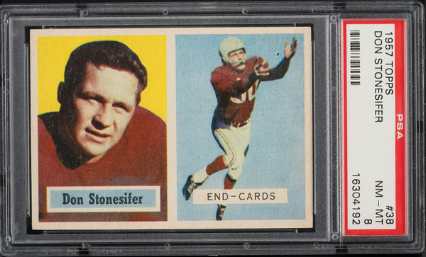 1957 Topps FB Card # 38 Don Stonesifer Chicago Cardinals PSA 8 NM-MT (MGD2)