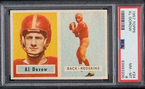 1957 Topps FB Card # 24 Al Dorow Washington Redskins PSA 8 NM-MT (MGD2)