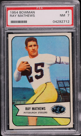 1954 Bowman FB Card # 1 Ray Mathews Pittsburgh Steelers HOF PSA 7 NRMT (MGD2)