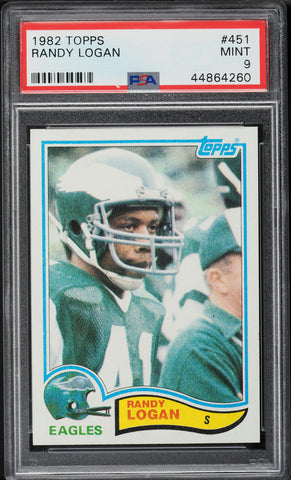 1982 Topps FB Card #451 Randy Logan Philadelphia Eagles PSA 9 MINT (MGD2)