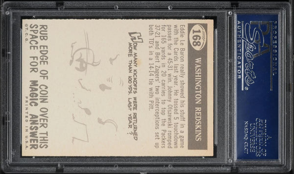 1959 Topps FB Card #168 Washington Redskins PENNANT CARD PSA 7 NRMT (MGD2)