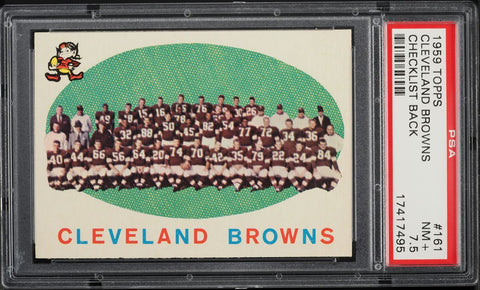1959 Topps FB Card #161 Cleveland Browns CHECKLIST BACK PSA 7.5 NRMT+ (MGD2)