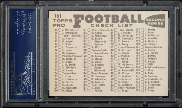 1959 Topps FB Card #161 Cleveland Browns CHECKLIST BACK PSA 7.5 NRMT+ (MGD2)