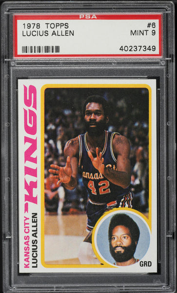 1978 Topps BkB Card # 6 Lucius Allen Kansas City Kings PSA 9 MINT (MGD2)