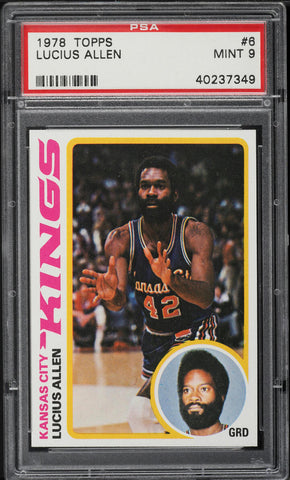 1978 Topps BkB Card # 6 Lucius Allen Kansas City Kings PSA 9 MINT (MGD2)