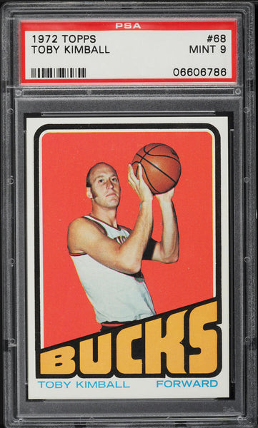 1972 Topps BkB Card # 68 Toby Kimball Milwaukee Bucks PSA 9 MINT (MGD2)