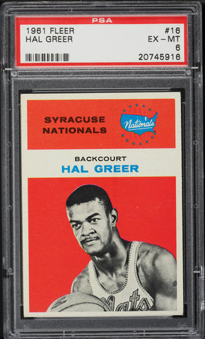 1961 Fleer BkB Card # 16 Hal Greer Syracuse Nationals ROOKIE RC HOF PSA 6 EXMT (MGD2)