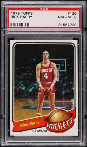 1979 Topps BkB Card #120 Rick Barry Houston Rockets HOF PSA 8 NM-MT (MGD2)