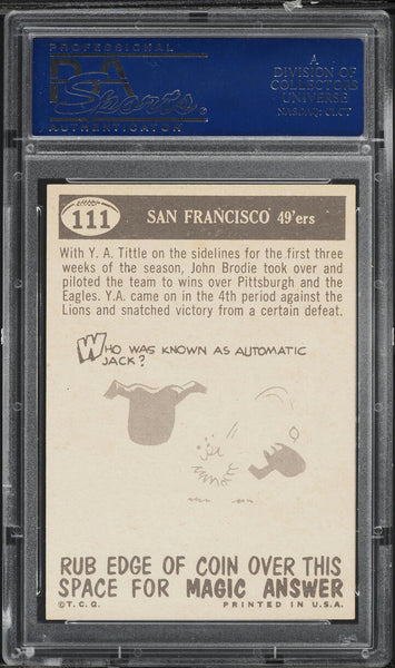 1959 Topps FB Card #111 San Francisco 49ers PENNANT CARD PSA 8 NM-MT (MGD2)