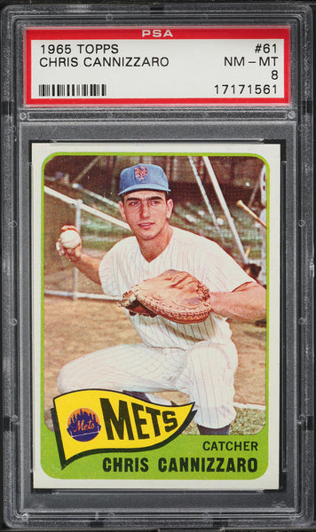 1965 Topps BB Card # 61 Chris Cannizzaro New York Mets PSA 8 NM-MT (MGD2)