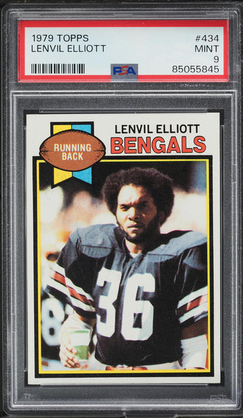 1979 Topps FB Card #434 Lenvil Elliott Cincinnati Bengals PSA 9 MINT (MGD2)