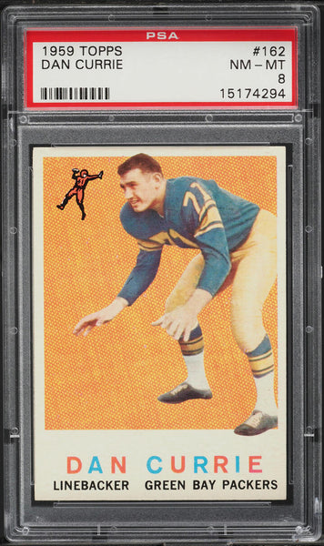 1959 Topps FB Card #162 Dan Currie Green Bay Packers HOF ROOKIE RC PSA 8 NM-MT (MGD2)