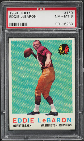 1959 Topps FB Card #150 Eddie LeBaron Washington Redskins HOF PSA 8 NM-MT (MGD2)