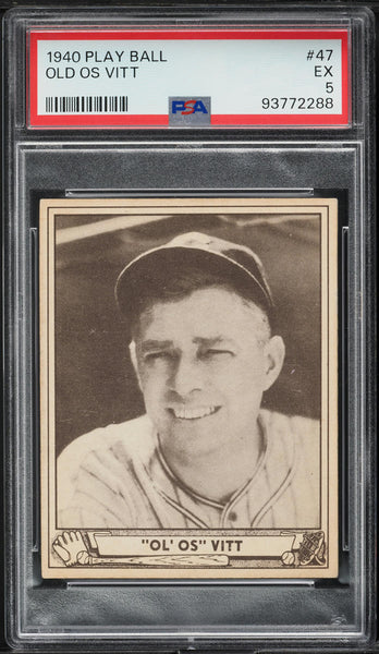 1940 Play Ball BB Card # 47 Oscar Vitt Cleveland Indians PSA 5 EX (MGD2)