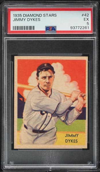 1935 Diamond Stars BB Card # 42 Jimmy Dykes Chicago White Sox PSA 5 EX (MGD2)