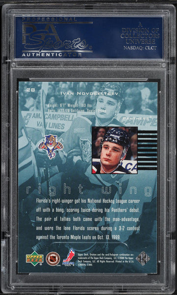1999 Upper Deck Ovation Hockey Card # 28 Ivan Novoseltsev ROOKIE RC PSA 10 (MGD2)