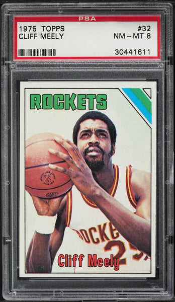 1975 Topps BkB Card # 32 Cliff Meely Houston Rockets PSA 8 NM-MT (MGD2)