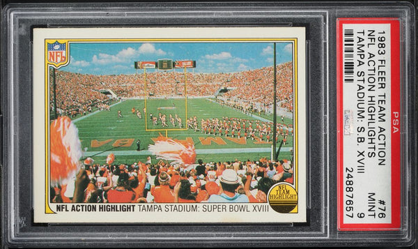 1983 Fleer Team Action FB Card # 76 NFL Highlights Super Bowl XVIII PSA 9 (MGD2)