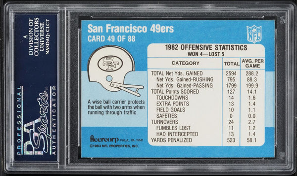 1983 Fleer Team Action FB Card # 49 49ers There's No Stopping Him Now PSA 9 (MGD2)