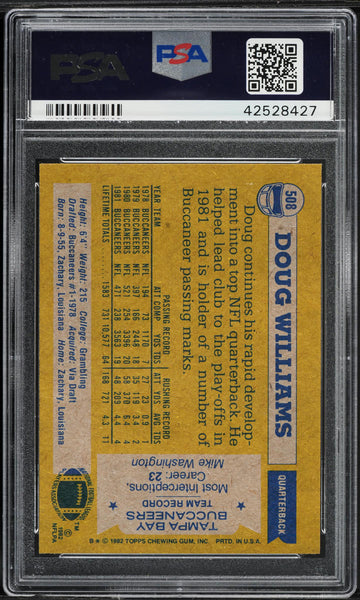 1982 Topps FB Card #508 Doug Williams Tampa Bay Buccaneers HOF PSA 8 NM-MT (MGD2)