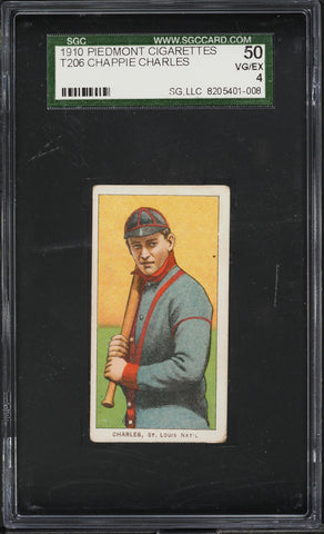1909-11 T206 Chappie Charles St. Louis Cardinals PIEDMONT 350/25 SGC 4 VGEX (MGD2)