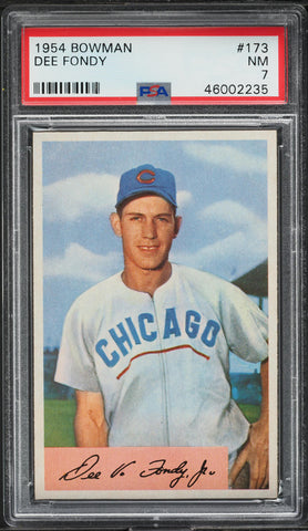 1954 Bowman BB Card #173 Dee Fondy Chicago Cubs PSA 7 NRMT (MGD2)