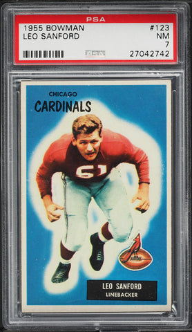 1955 Bowman FB Card #123 Leo Sanford Chicago Cardinals PSA 7 NRMT (MGD2)